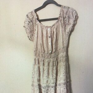 Elegant Lace Beige Dress